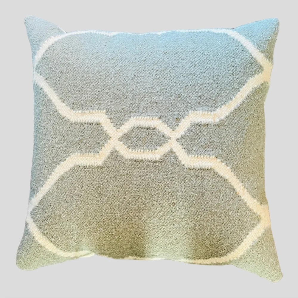 New! SURYA WOOL COTTON GEOMETRIC SQUARE THROW DECORATIVE PILLOW 18x18